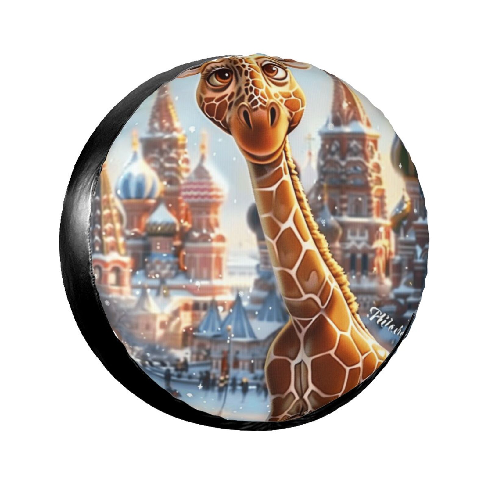 Yellow animal closeup Camping spare tire cover, wheel protector