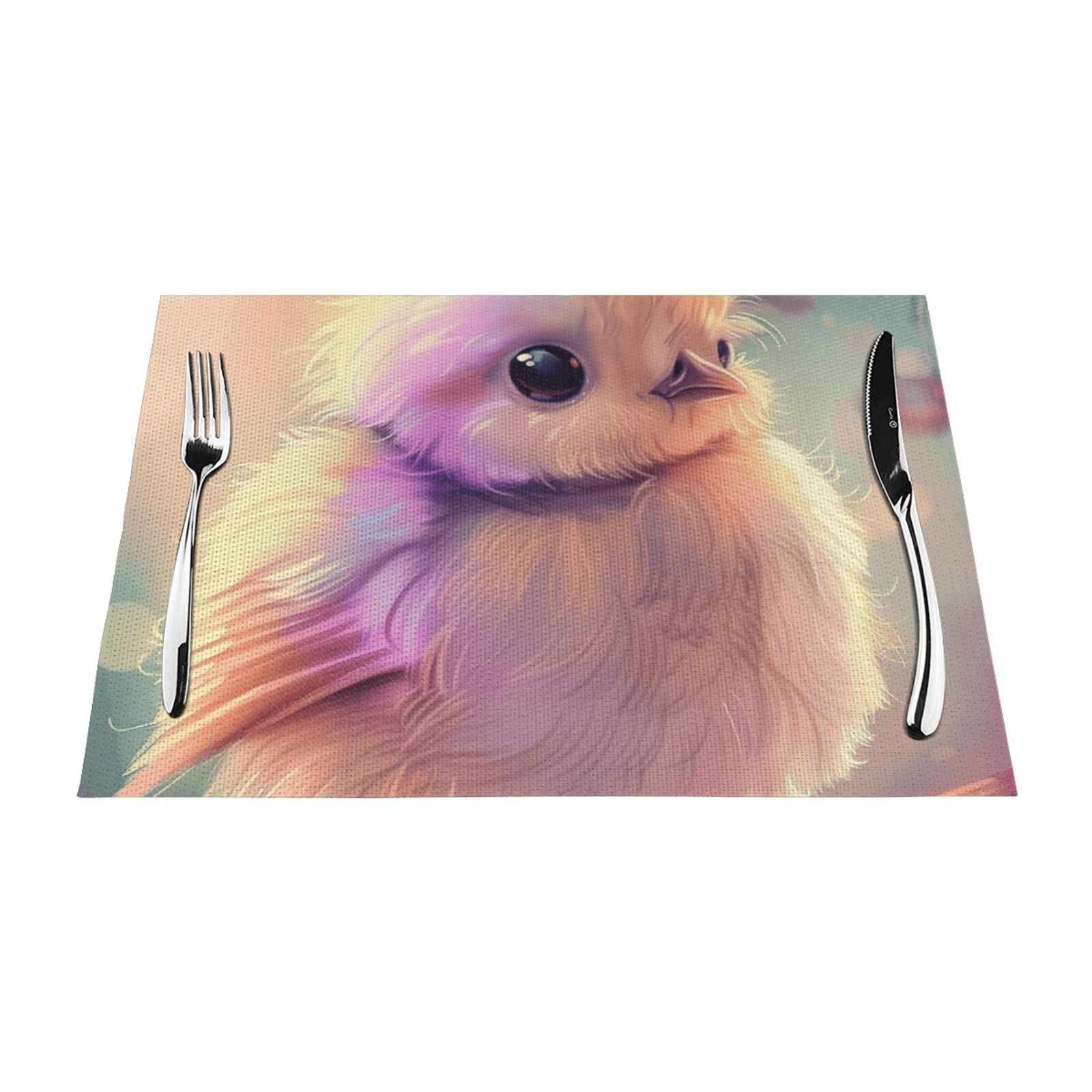 Yellow animal closeup Table mat can be wiped, dinner mat set, felt can