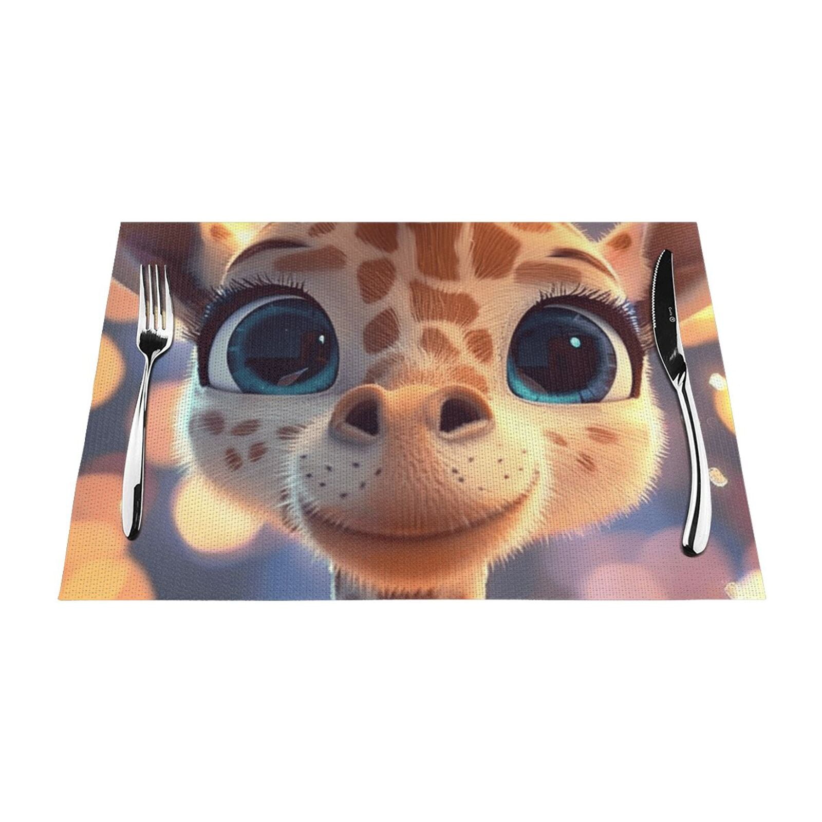 Yellow animal closeup Table mat can be wiped, dinner mat set, felt can