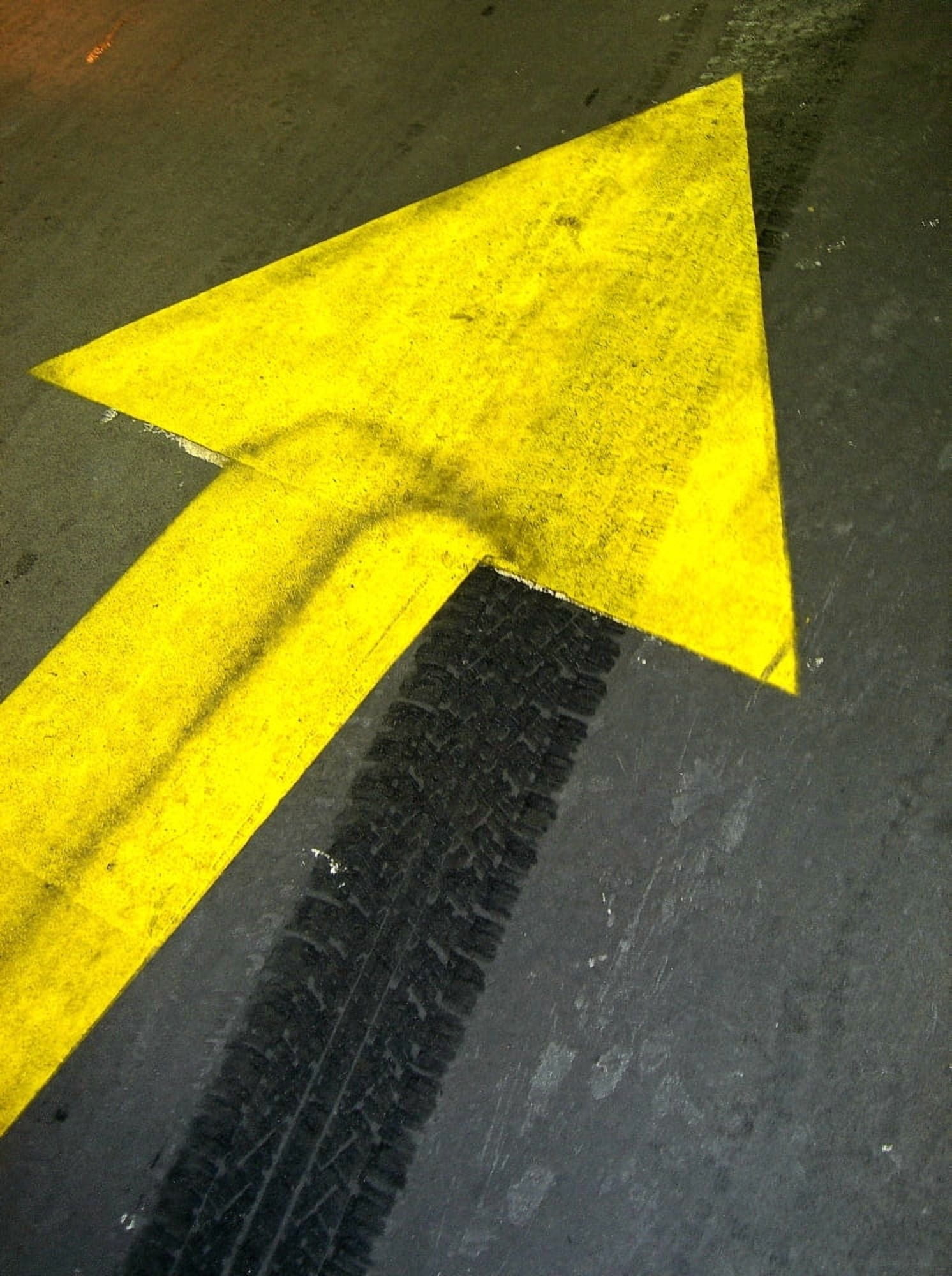 Yellow arrow sign on road Canvas Art - Panoramic Images (36 x 24)