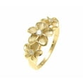 thumbnail image 1 of Yellow gold plated sterling silver 925 Hawaiian 3 cz plumeria flower ring size 8, 1 of 6