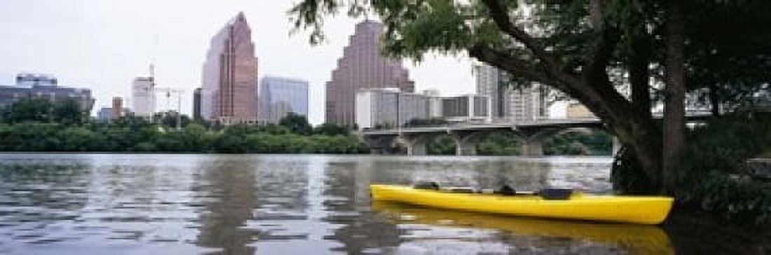 Yellow kayak in a reservoir Lady Bird Lake Colorado River Austin Travis County Texas USA Canvas Art - Panoramic Images (18 x 6)