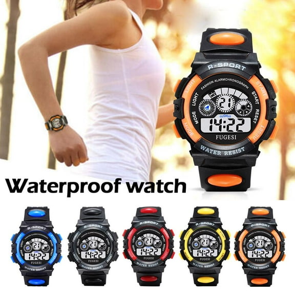 Yellow large waterproof sports outdoor watch student electronic watch outdoor watch