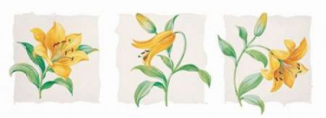 Yellow lily triptych Canvas Art - Krysztov Kumorek (8 x 24)
