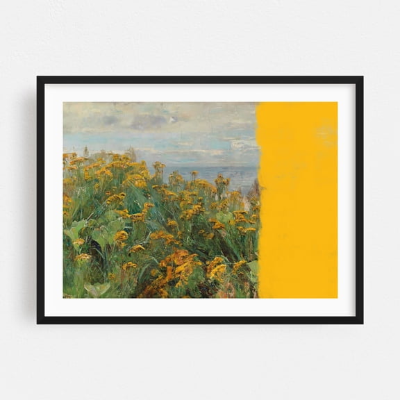 Yellow modern landscape collage - Photography Floral Nature Landscape Botanical Scenic Flowers Summer Black Framed Wall Art Print 24 x 36 inches