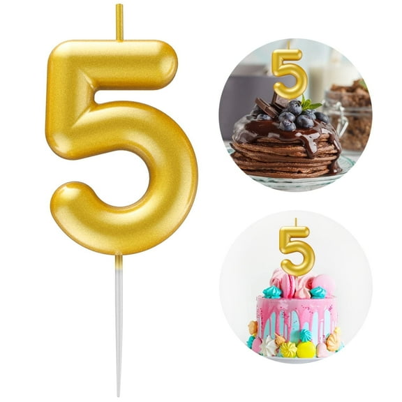Yellow number 5 candle, 5 birthday candle, Birthday Number Candles are suitable for weddings, anniversaries and birthday celebrations of digital candle cake topper decoration supplies.
