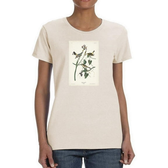 Yellow-rump Warbler T-Shirt Women -John James Audubon Designs, Female Large