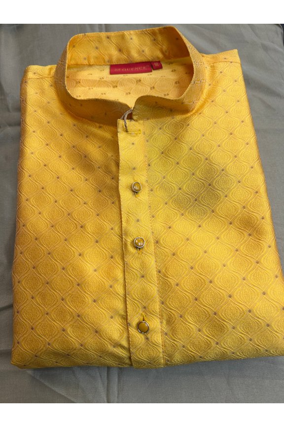 Yellow silk cotton kurta pajama set