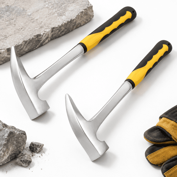 Yellow-tip 12 Inch 32 Oz Rock Pick Hammer with Shank for Geological Prospecting Mining