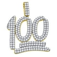 thumbnail image 1 of Yellow-tone 925 Sterling Silver Mens Cubic Zirconia Number Hundred Charm Pendant Necklace for Men, 1 of 2