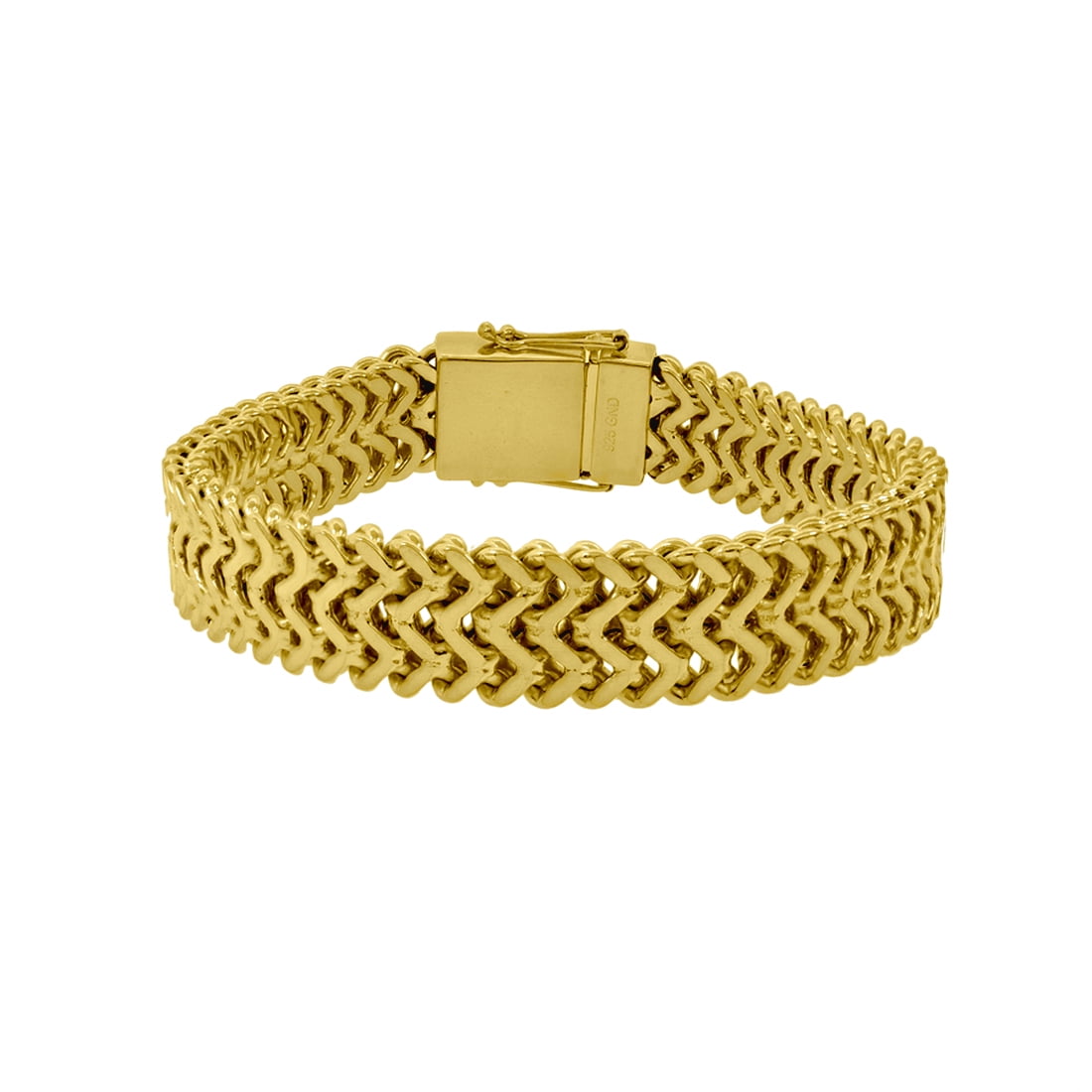 Yellow-tone 925 Sterling Silver Mens Double Strand Franco Bracelet Link Bracelet for Men