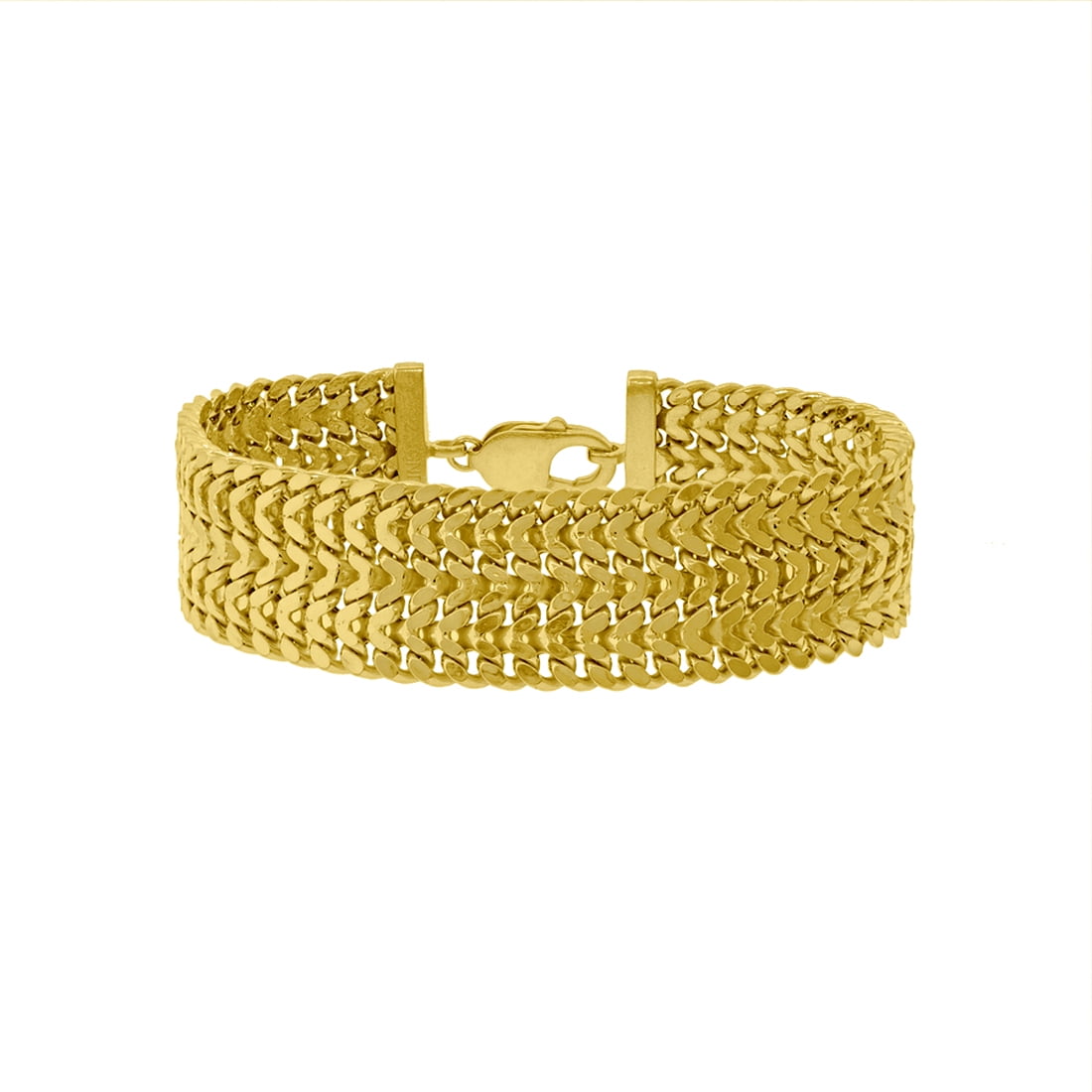 Yellow-tone 925 Sterling Silver Mens Double-row Franco Bracelet Link Bracelet for Men