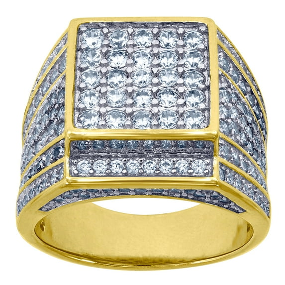 Yellow-tone 925 Sterling Silver Mens Round Cubic Zirconia Size 8 Cluster Band Fashion Ring Wedding Band for Men