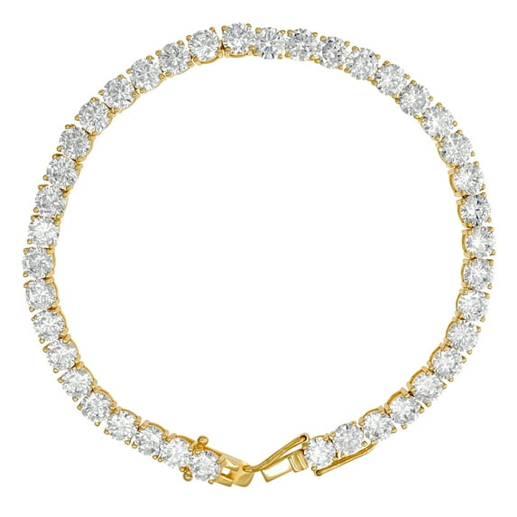 Yellow-tone 925 Sterling Silver Unisex 3mm 9 Inch Cubic Zirconia Tennis Fashion Bracelet Tennis Bracelet for Women