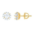 thumbnail image 1 of Yellow-tone 925 Sterling Silver Unisex Cubic Zirconia Round Stud 7.5mm Earrings Stud Earring for Women, 1 of 2