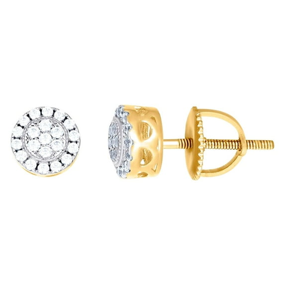 Yellow-tone 925 Sterling Silver Unisex CZ Round Stud Fashion Earrings 6.3x6.3mm Wide Stud Earring for Women