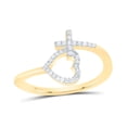 thumbnail image 1 of Yellow-tone Sterling 1/10 Cttw Natural Diamond Cross Heart Wedding Engagement Anniversary Ring, Women Size: 5-9, 1 of 1
