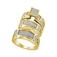 thumbnail image 1 of Yellow-tone Sterling Silver His & Hers Round Diamond Cluster Matching Bridal Wedding Ring Band Set 1/2 Cttw, 1 of 1