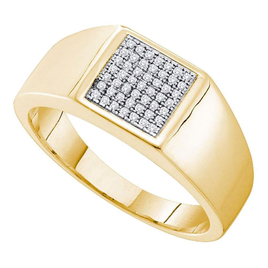 Yellow-tone Sterling Silver Round Diamond Square Cluster Ring 1/6 Cttw ...