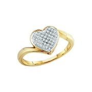 DIAMOND DEAL Yellow-tone Sterling Silver Womens Round Diamond Heart Cluster Ring 1/20 Cttw