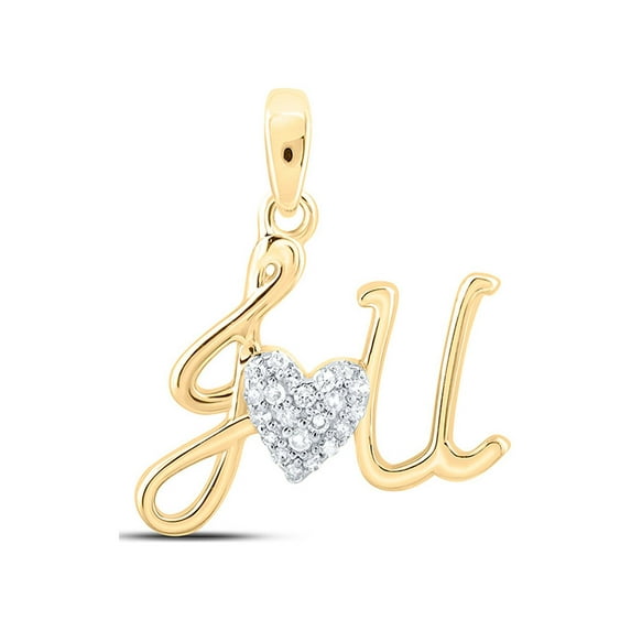 Yellow-tone Sterling Silver Womens Round Diamond Heart Pendant 1/12 Cttw