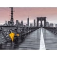 thumbnail image 1 of Yellow umbrella and bunch of roses on bench on pedestrian pathway, Brooklyn bridge, New York Poster Print by Assaf Frank (9 x 12), 1 of 1