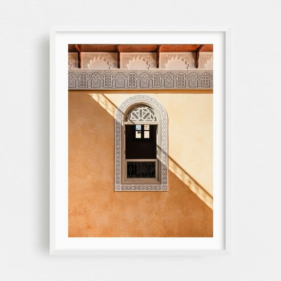 Yellow wall in Meknes - Meknes Fez-Meknès Morocco Photography Architecture Mediterranean Pattern Art Deco Minimalist Vintage Boho White Framed Wall Art Print 5 x 7 inches
