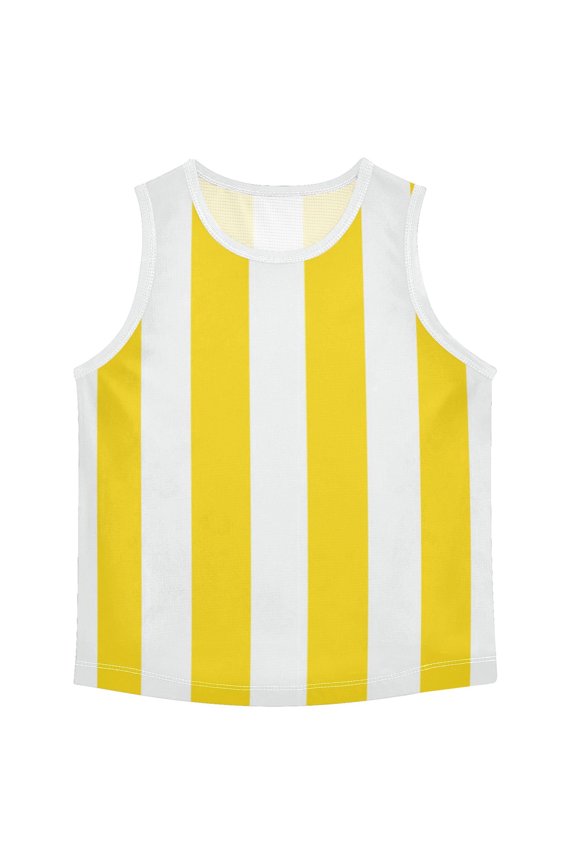 Yellow-white Broad Stripes Vest Undershirt Tank Top Sleeveless Quick Dry S