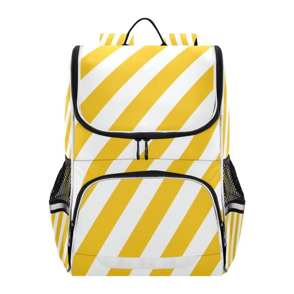Yellow-white Diagonal Stripes Backpack Purse Daypack Book Bag Fashion Accessories Unisex 15L for Commute Travel School