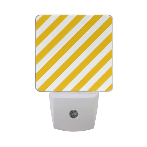 Yellow-white Diagonal Stripes LED Night Light with Smart Sensor Plug Into Wall Dusk to Dawn 2 packs