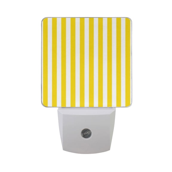 Yellow-white Narrow Stripes LED Night Light with Smart Sensor Plug Into Wall Dusk to Dawn 2 packs