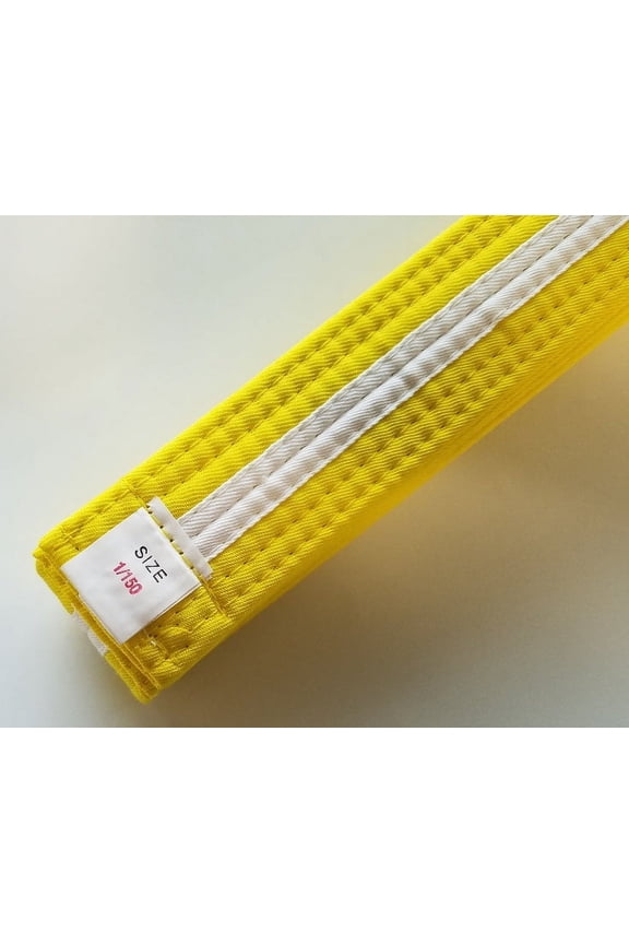 Yellow with White Stripe Karate Belt Taekwondo Belts Martial Arts MMA Double Wrap Belts
