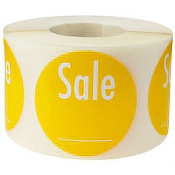 Yellow with White Writable Sale Stickers | 1.5" Inches Round | 500 Pack