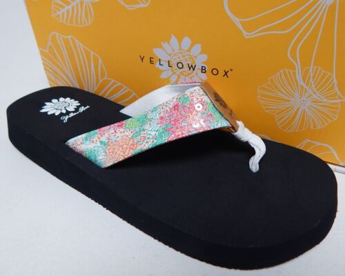 Nice Yellow Box Black Rhinestone Flip Flops 10 11 Sandals | eBay