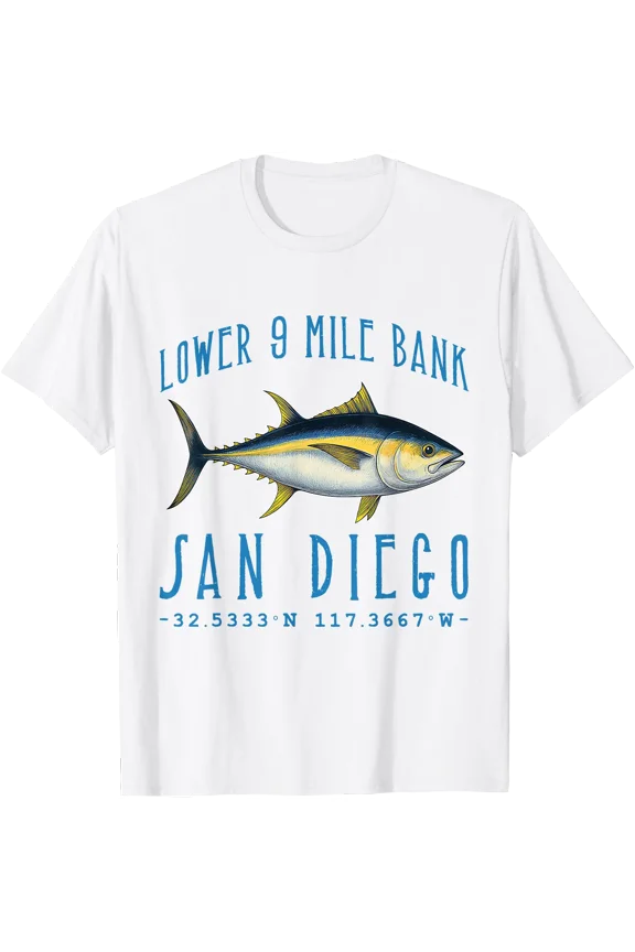 Yellowfin Tuna. Fishing Coordinates in SAN Diego T-Shirt