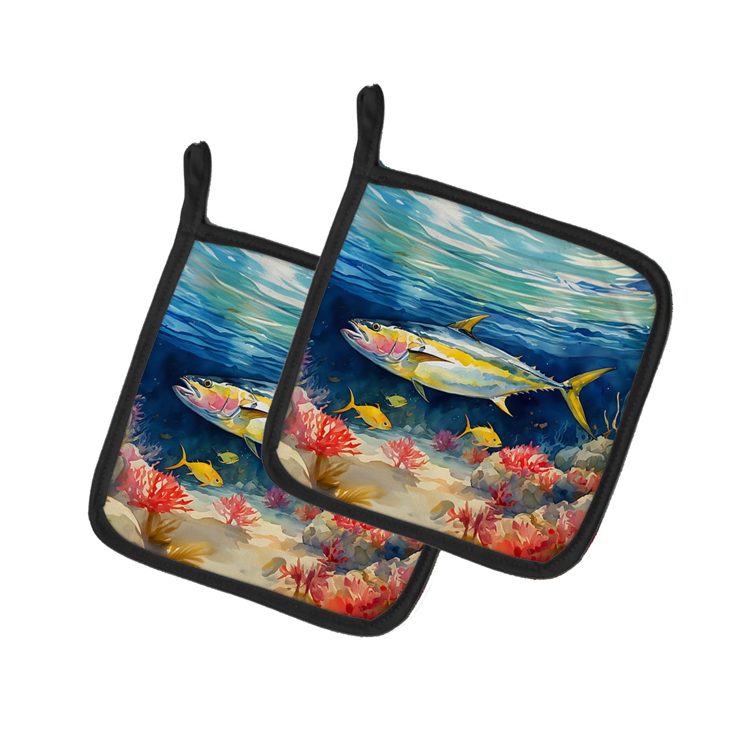 Yellowfin Tuna Pair of Pot Holders 7.5 in x 7.5 in