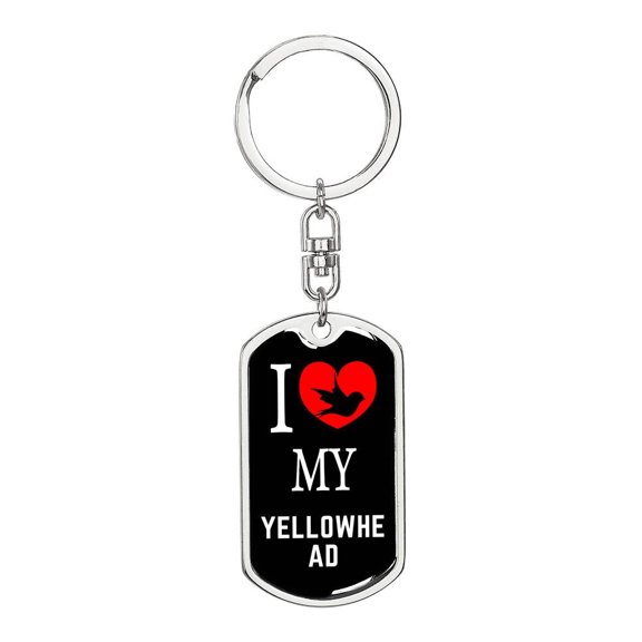 Yellowhead Bird Lover Keyring Dog Tag Keychain Stainless Steel Silver Tone or Gold Tone