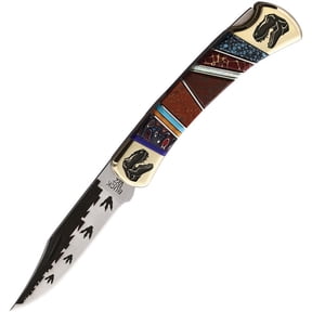 Yellowhorse Buck 110 Custom Lockback T-Rex Multi Stone Handle Knife