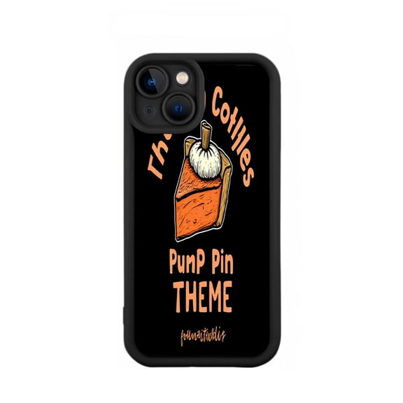 Yellowing Resistant Lightweight iPhone 15 Case - Pumpkin Pie Illustration with Whipped Cream ' The Colllies ' & ' Pump Pin Theme ' Text