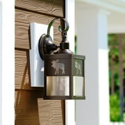 Vaxcel Yellowstone 1 Light Bronze Rustic Moose Tree Outdoor Wall Lantern Clear Glass