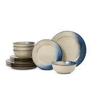 Yellowstone Canto 12-Piece Blue Reactive Ceramic Dinnerware Set