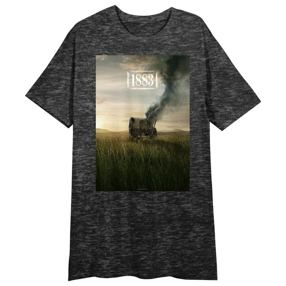 Yellowstone 1883 Poster Crew Neck Short Sleeve Charcoal Heather Women's Night Shirt-Large
