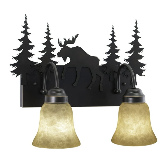 Yellowstone 2 Light Bronze Rustic Moose Bathroom Vanity Fixture
