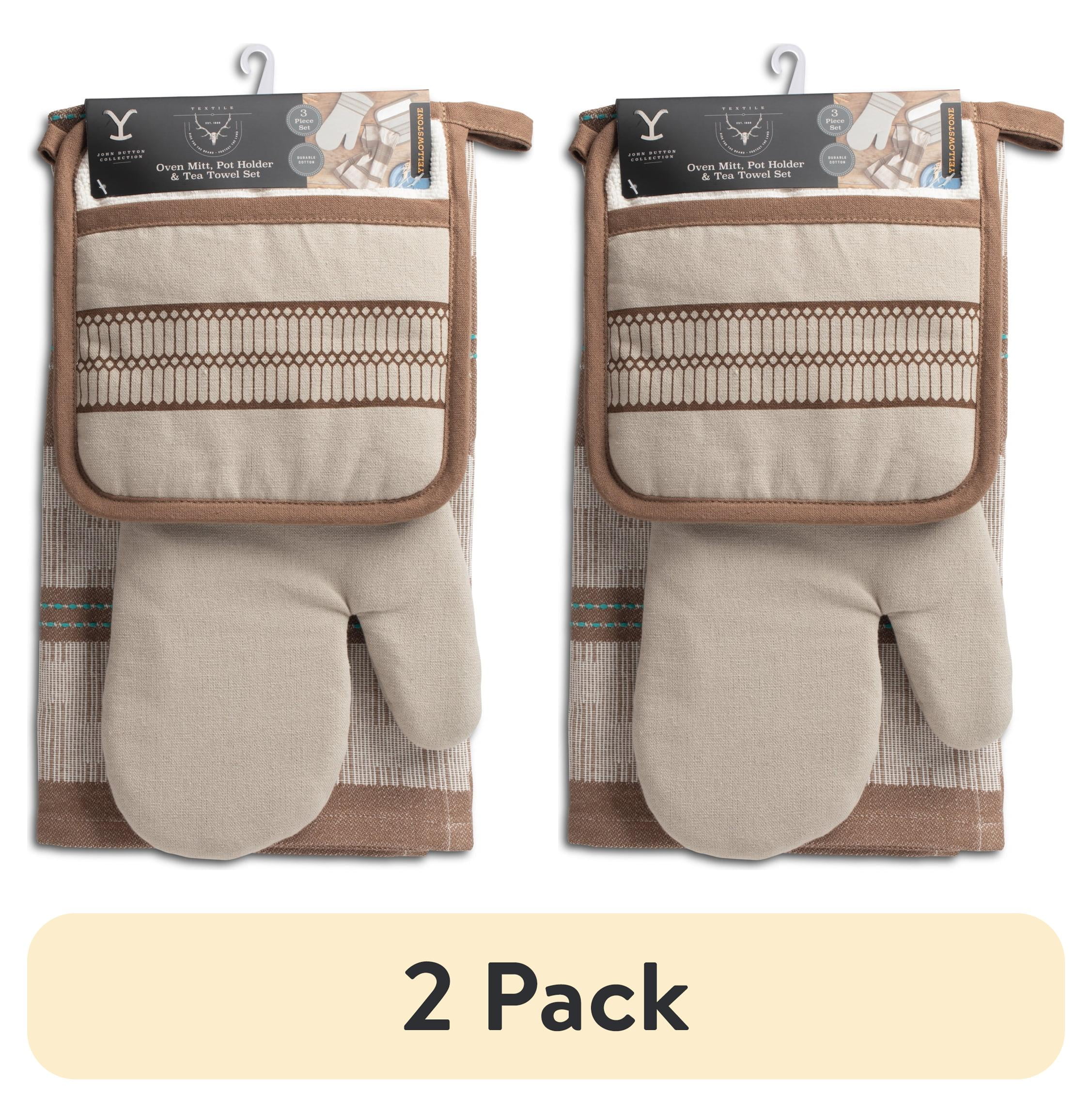 Lot De 2 Protections Anti-chaleur : 1 Gant De Four Et 1 Dessous-de-plat En Coton - Pour Cuisine Et Barbecue