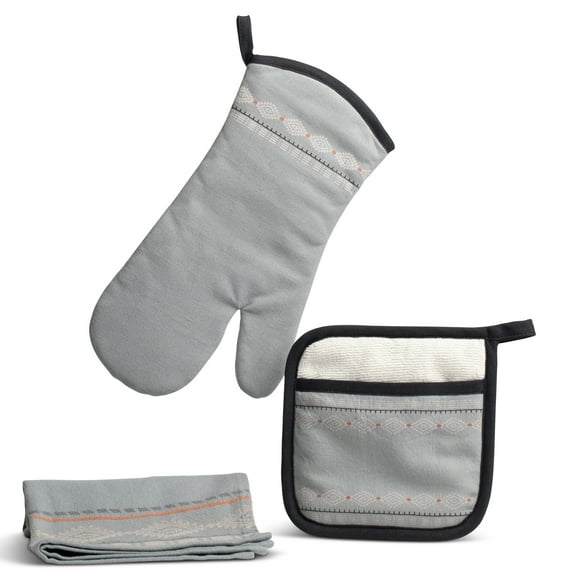 Yellowstone 3-Piece Oven Mitt, Pot Holder, & Tea Towel Kitchen Linen Set, Rip Collection