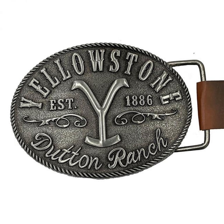Yellowstone Dutton Ranch Y Logo Belt Buckle, Silver, Braided  display picture 3