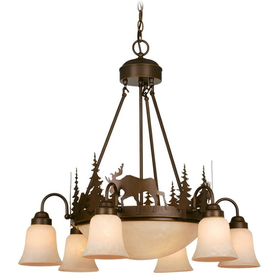 Yellowstone 9 Light Bronze Rustic Moose Chandelier