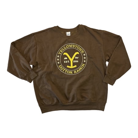Yellowstone Adult Unisex Embroidered Logo Long Sleeve Sweatshirt (Brown, L)