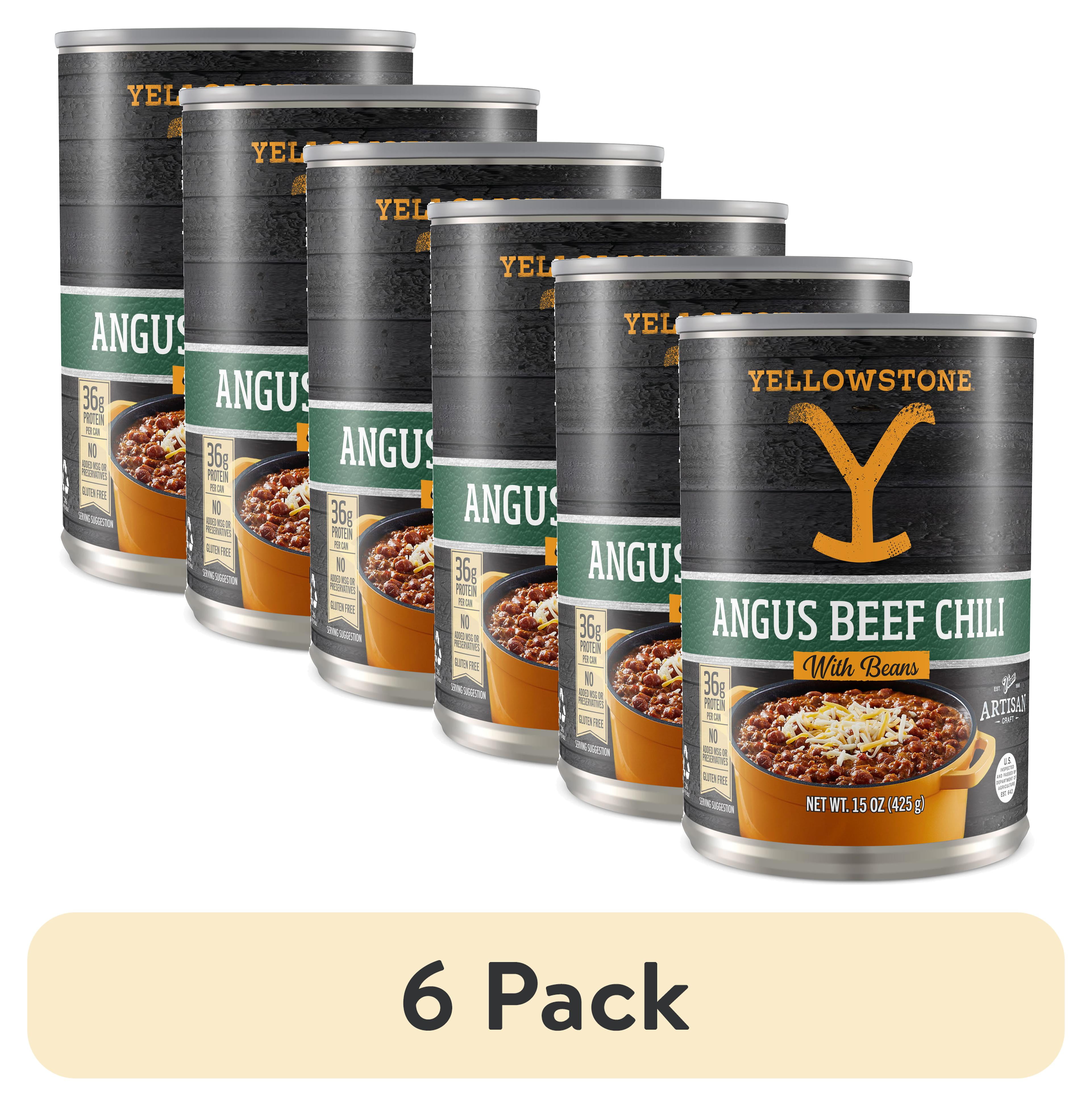 (6 pack) Yellowstone Angus Beef Chili with Beans 15 oz. Can