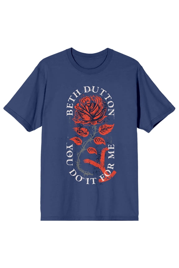 Yellowstone Beth Dutton Rose Art Women's Navy Short Sleeve Tee-3XL